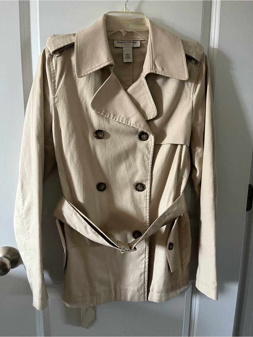 Banana Republic Women's Double-Breasted Tan Trench Jacket